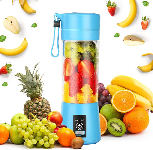 Portable Personal Size Blender, USB Rechargeable Mini Blender for Shakes and Smoothies, Strong Cutting Power with 6 Blades, 380ML Traveling Fruit Veggie Juicer Cup for Home Sport Office Camping Travel