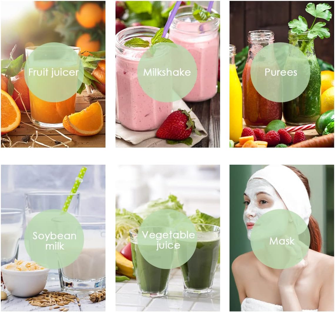 Portable Personal Size Blender, USB Rechargeable Mini Blender for Shakes and Smoothies, Strong Cutting Power with 6 Blades, 380ML Traveling Fruit Veggie Juicer Cup for Home Sport Office Camping Travel